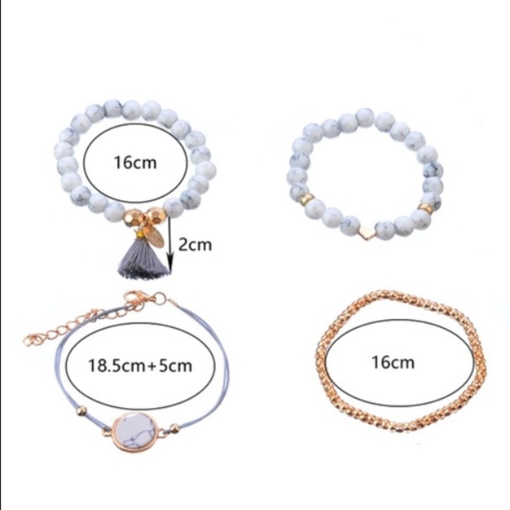 LAST 1❗️4Pc white/gray beaded boho bracelet set - Picture 3 of 4